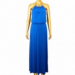 💙 Lily Pulitzer Inna Halter Maxi Dress with Gold Chain Detail